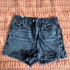 American Eagle High-Waist Washed Black Distressed Boyfriend Shorts